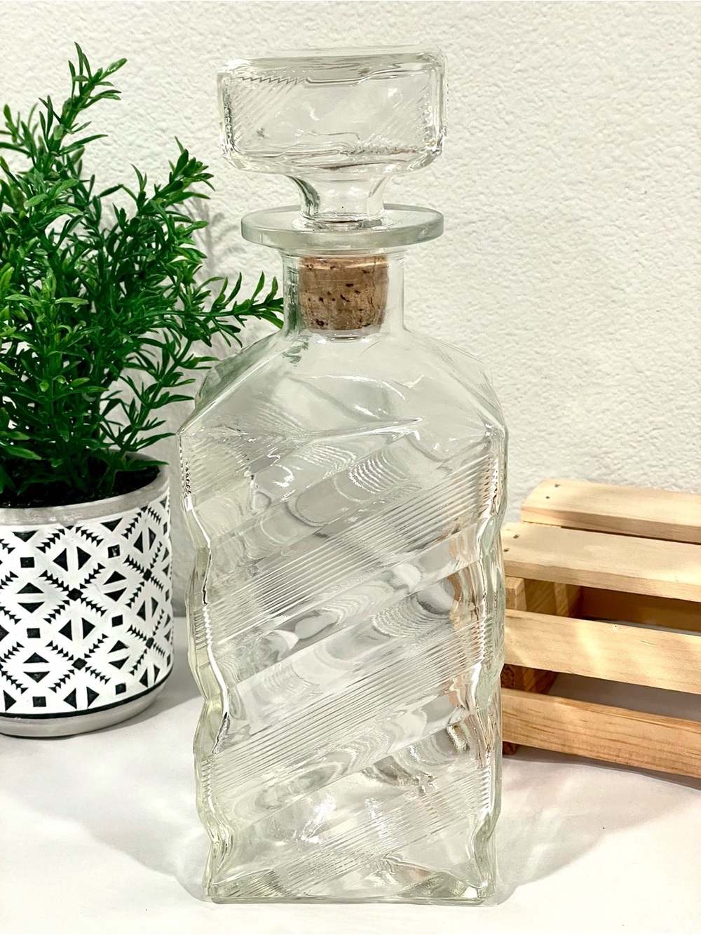 VTG I.W. Harper Whiskey Decanter (empty) w Glass & Cork Stopper | GUC
